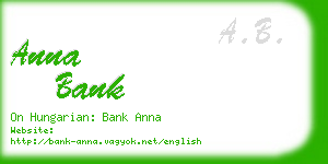 anna bank business card